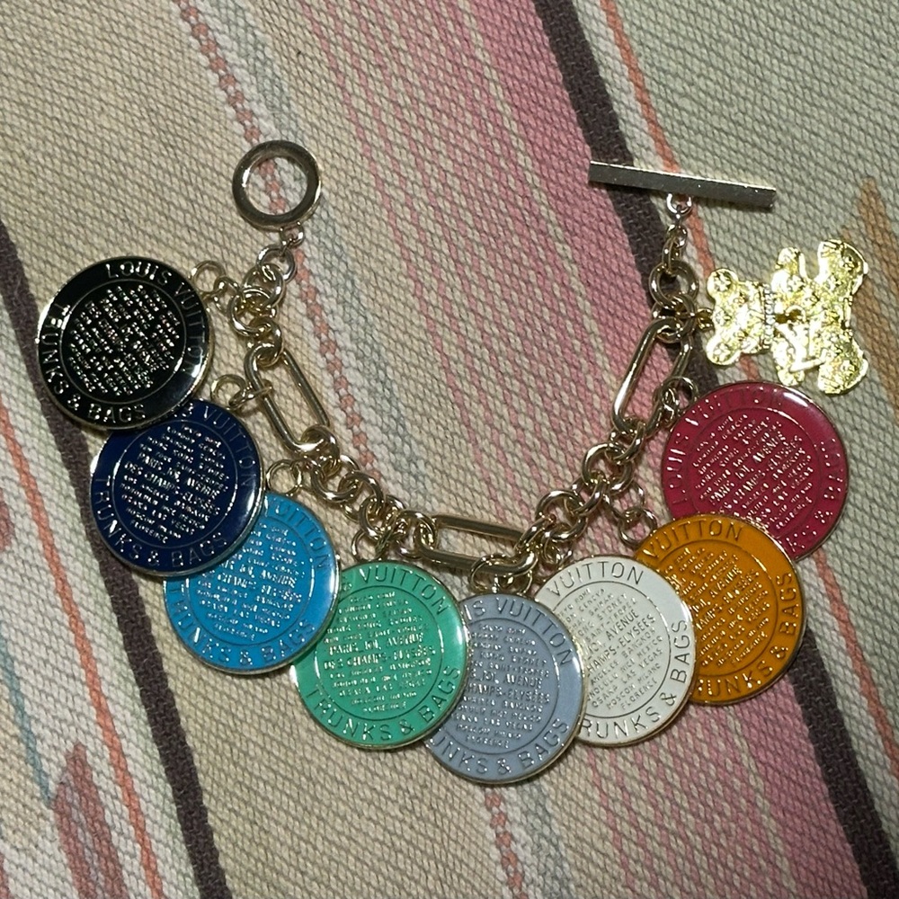 Over 50% off!! Louis Vuitton Custom Colorful Charm Bracelet with Gold Accents